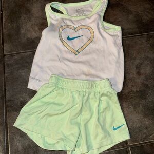 Nike White and Light Green Athletic Set